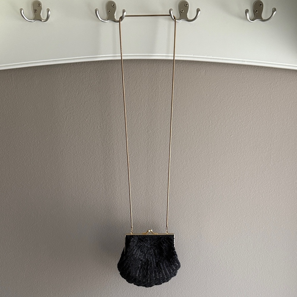 Elegant Black Beaded Evening Clutch